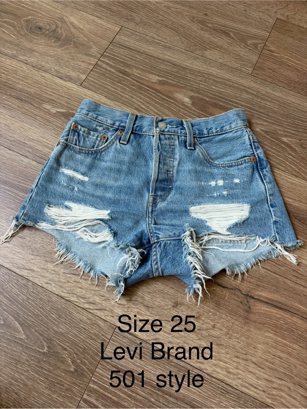 Levi's Light Blue Distressed Denim Cutoff Shorts